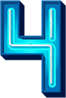 Number Four Blue Neon PNG Clip Art Image