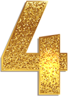 Number Four Gold Shining PNG Clip Art Image