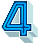 Number Four Neon Blue PNG Clip Art Image