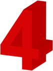 Number Four Red PNG Clip Art Image