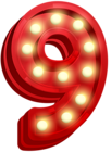Number Nine Glowing PNG Clip Art Image