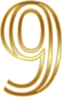 Number Nine Gold PNG Clip Art Image