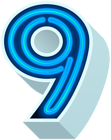 Number Nine Neon Blue PNG Clip Art Image