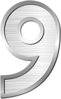 Number Nine Silver PNG Clip Art Image