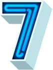 Number Seven Neon Blue PNG Clip Art Image