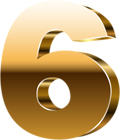 Number Six 3D Gold PNG Clip Art Image