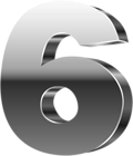 Number Six 3D Silver PNG Clip Art Image