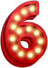 Number Six Glowing PNG Clip Art Image