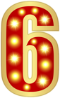 Number Six Glowing Red Clipart