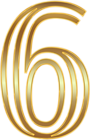 Number Six Gold PNG Clip Art Image