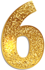 Number Six Gold Shining PNG Clip Art Image