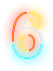 Number Six Neon Transparent Clip Art Image
