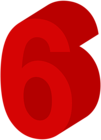 Number Six Red PNG Clip Art Image