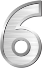 Number Six Silver PNG Clip Art Image