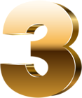 Number Three 3D Gold PNG Clip Art Image