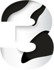 Number Three Black White PNG Clip Art Image