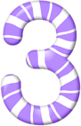 Number Three Candy Style PNG Clip Art Image