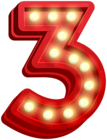 Number Three Glowing PNG Clip Art Image