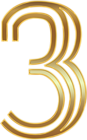 Number Three Gold PNG Clip Art Image