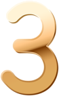 Number Three Gold PNG Clipart