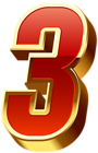 Number Three Gold Red Transparent Image