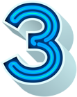 Number Three Neon Blue PNG Clip Art Image