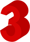 Number Three Red PNG Clip Art Image