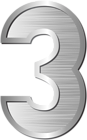 Number Three Silver PNG Clip Art Image