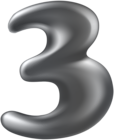 Number Three Silver Transparent PNG Clip Art