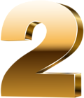 Number Two 3D Gold PNG Clip Art Image
