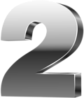 Number Two 3D Silver PNG Clip Art Image