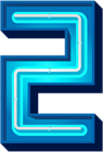 Number Two Blue Neon PNG Clip Art Image
