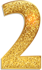 Number Two Gold Shining PNG Clip Art Image