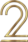 Number Two Golden PNG Clip Art Image