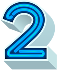 Number Two Neon Blue PNG Clip Art Image