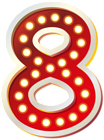 Red Number Eight with Lights PNG Clip Art Image