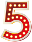 Red Number Five with Lights PNG Clip Art Image