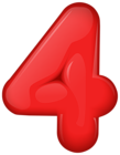 Red Number Four Transparent PNG Clip Art