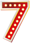 Red Number Seven with Lights PNG Clip Art Image