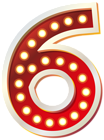 Red Number Six with Lights PNG Clip Art Image