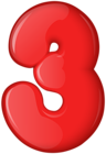 Red Number Three Transparent PNG Clip Art
