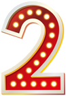 Red Number Two with Lights PNG Clip Art Image