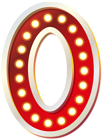 Red Number Zero with Lights PNG Clip Art Image
