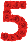 Red Roses Number Five PNG Clipart Image