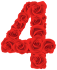 Red Roses Number Four PNG Clipart Image