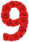 Red Roses Number Nine PNG Clipart Image