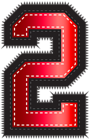 Red Sport Style Number Two PNG Clip Art Image