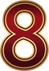 Red and Gold Number Eight PNG Image