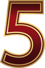 Red and Gold Number Five PNG Image