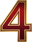 Red and Gold Number Four PNG Image
